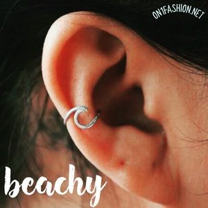 Sea wave earcuff stainless steel